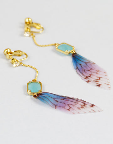 Gold Metal Crystal Feather Drop Earring For Women