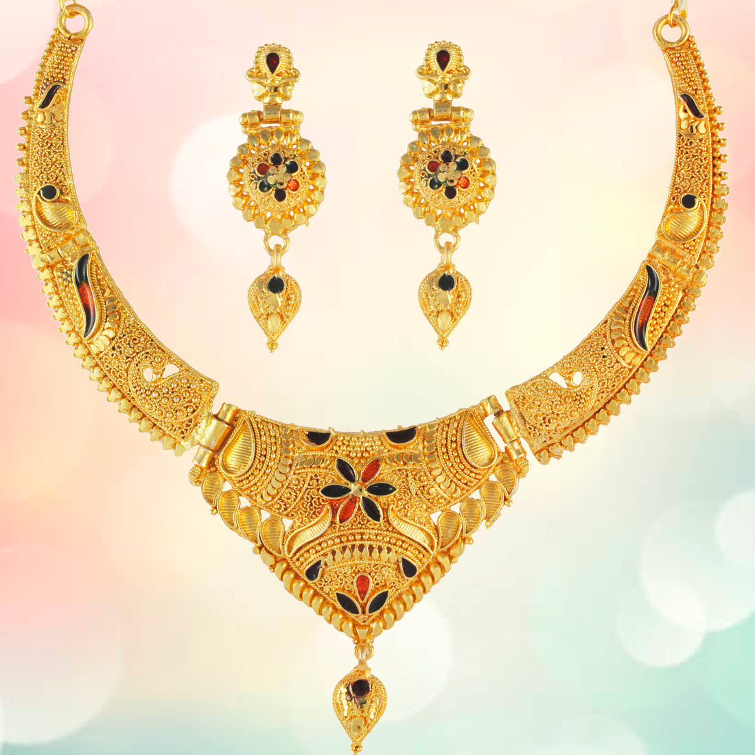 Gold Forming Necklace Set