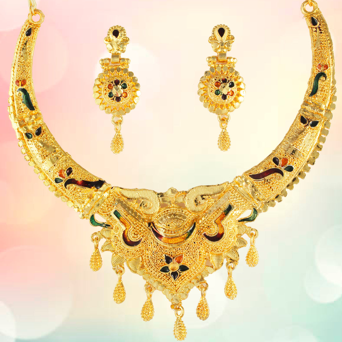 Gold Forming Necklace Set