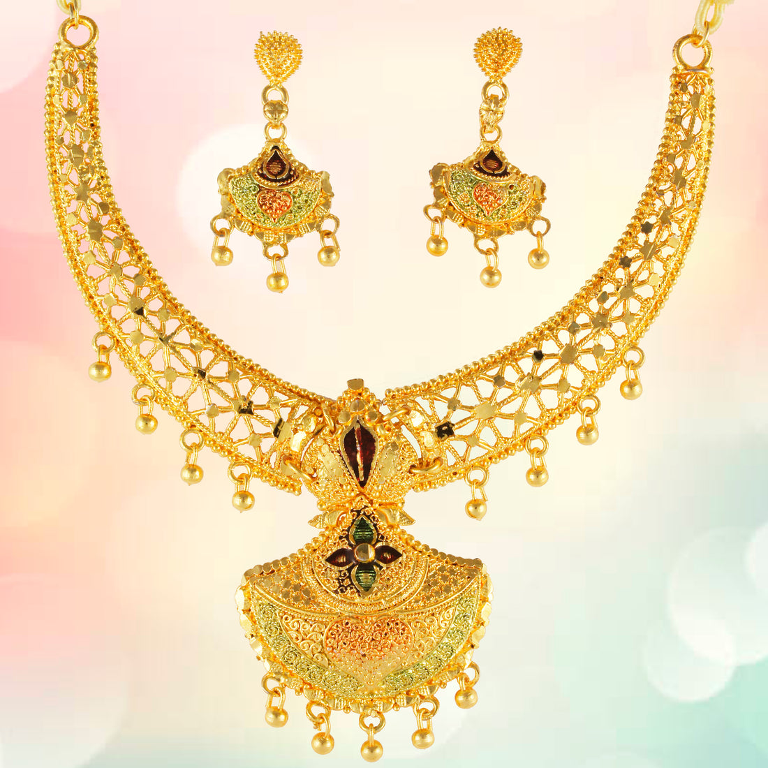 Gold Forming Necklace Set