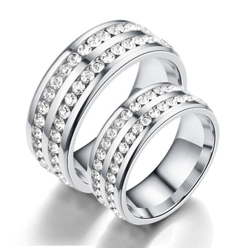 Silver Titanium Elegant Couple Adjustable Band Ring