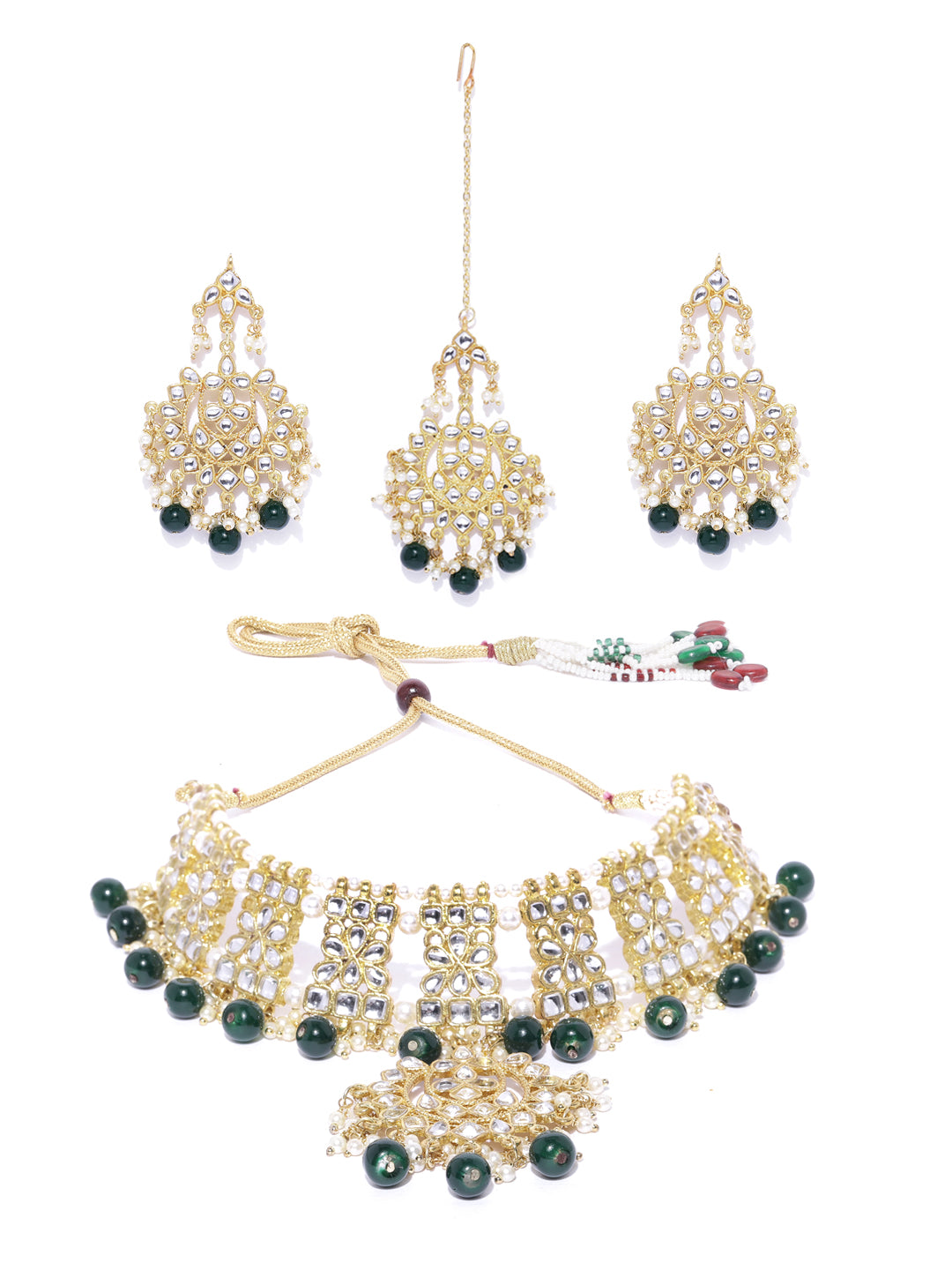 Karatcart Kundan Choker Green Necklace Set