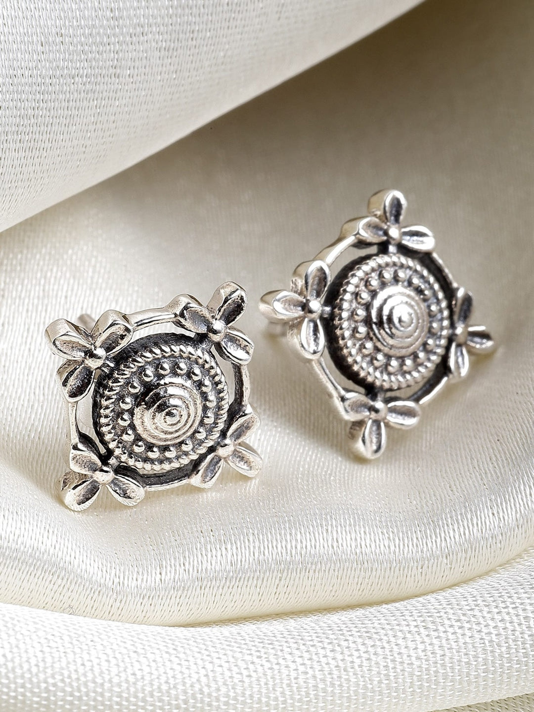 Silver-Toned Classic Studs Earrings