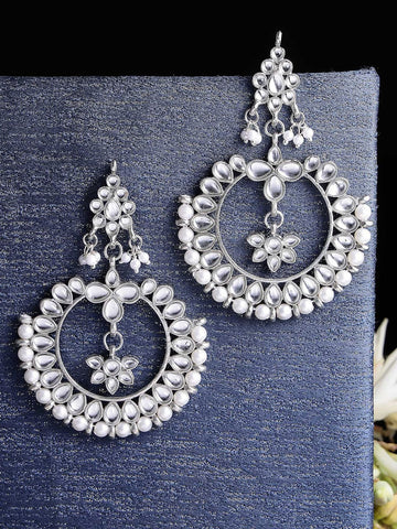 Silver-Toned Classic Chandbalis Earrings