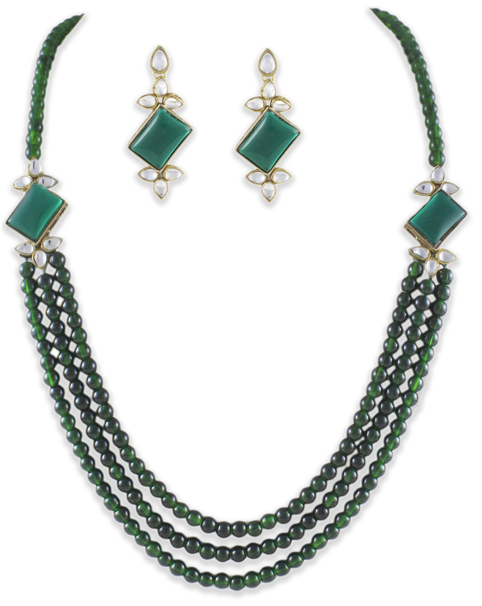 Green Kundan Set with Beads