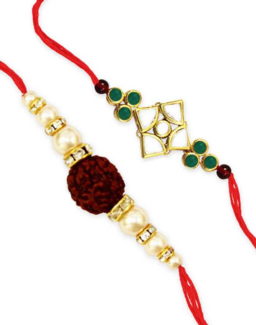 Karatcart Gold-Plated Kundan Rakhi Set of 2