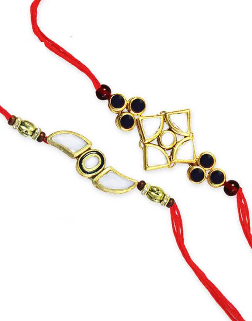 Karatcart Gold-Plated Kundan Rakhi Set of 2