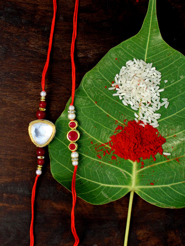 Gold-Plated Kundan Rakhi Set of 2