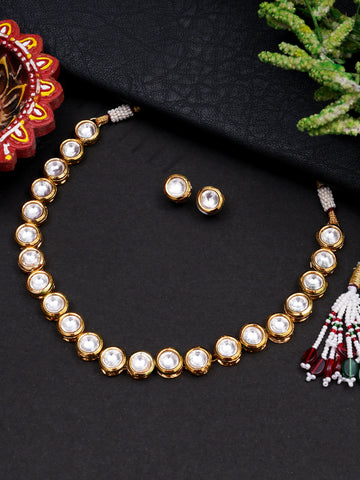 Traditional Gold Plated Polki Kundan Necklace Set