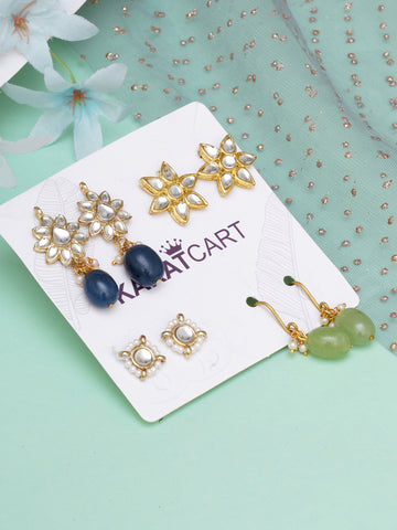 Karatcart Set of 4 Handcrafted Kundan Earrings Combo for Women