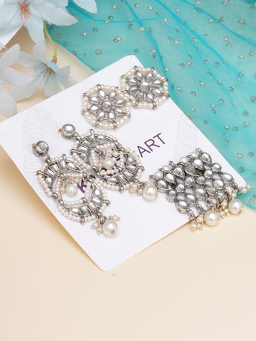 Karatcart Set of 3 Handcrafted Kundan Earrings Combo for Women