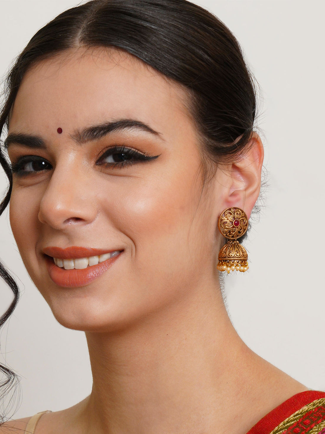 Karatcart Gold Plated Round Jhumki Earrings for Women
